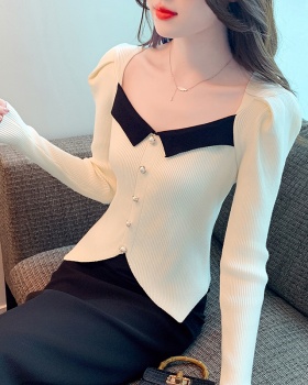 Pullover mixed colors bottoming shirt Casual tops