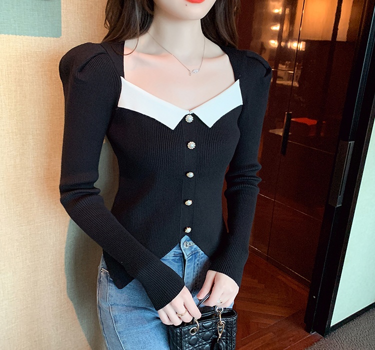 Pullover mixed colors bottoming shirt Casual tops