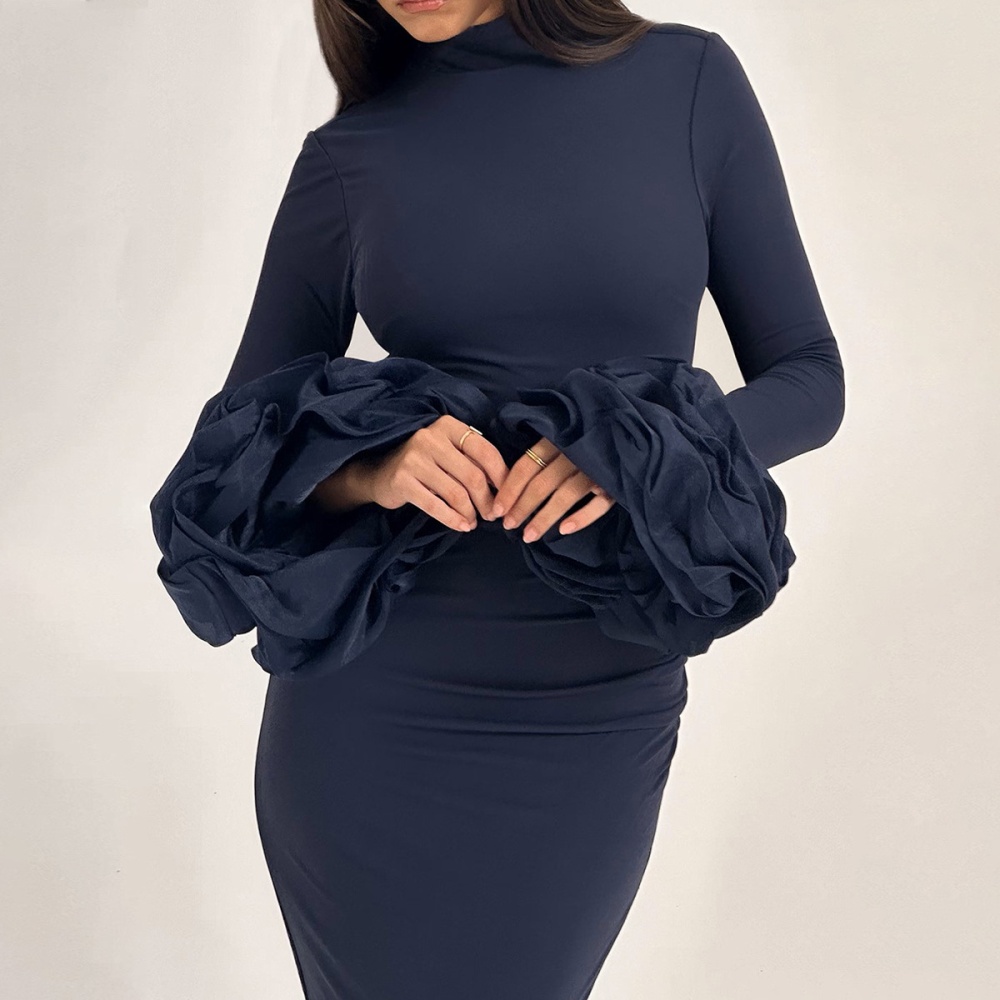 Split sexy dress long sleeve long dress