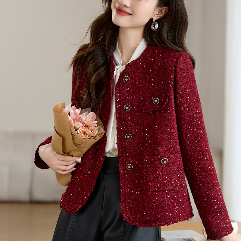 Coarse flower chanelstyle coat thick tops