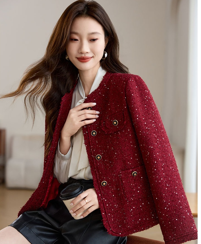 Ladies chanelstyle coat coarse flower tops for women