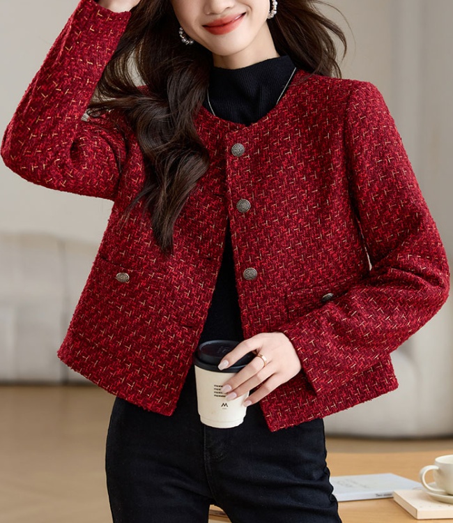 Red temperament tops winter coat for women