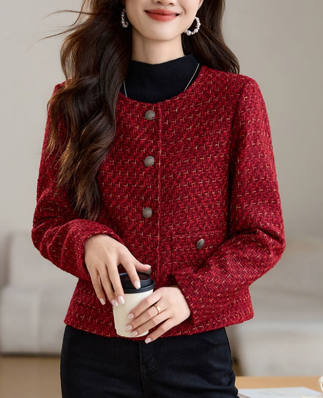 Red temperament tops winter coat for women