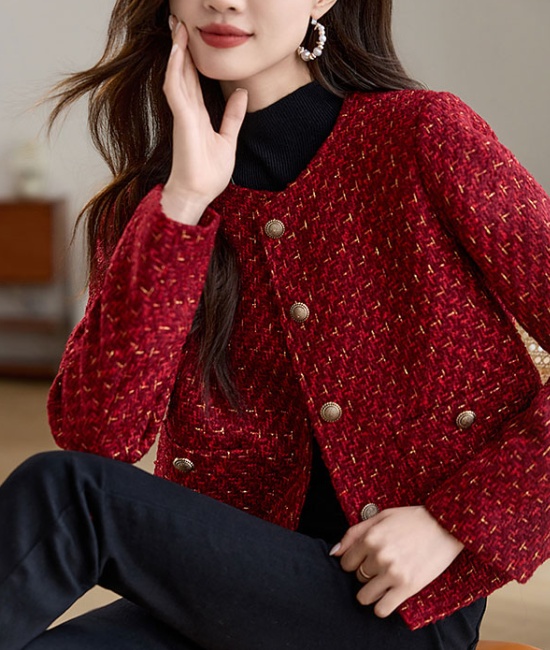 Red temperament tops winter coat for women