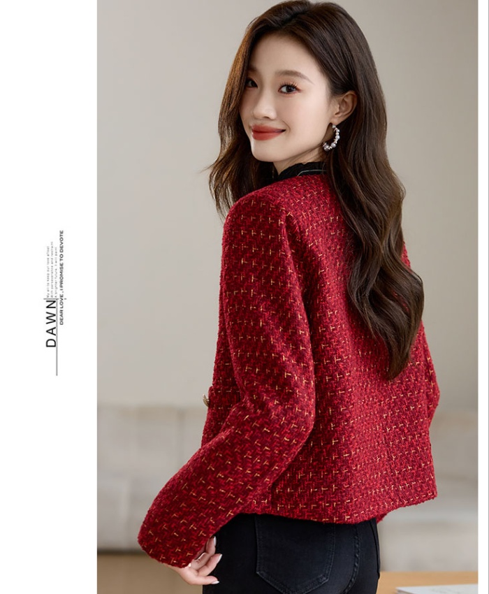 Red temperament tops winter coat for women