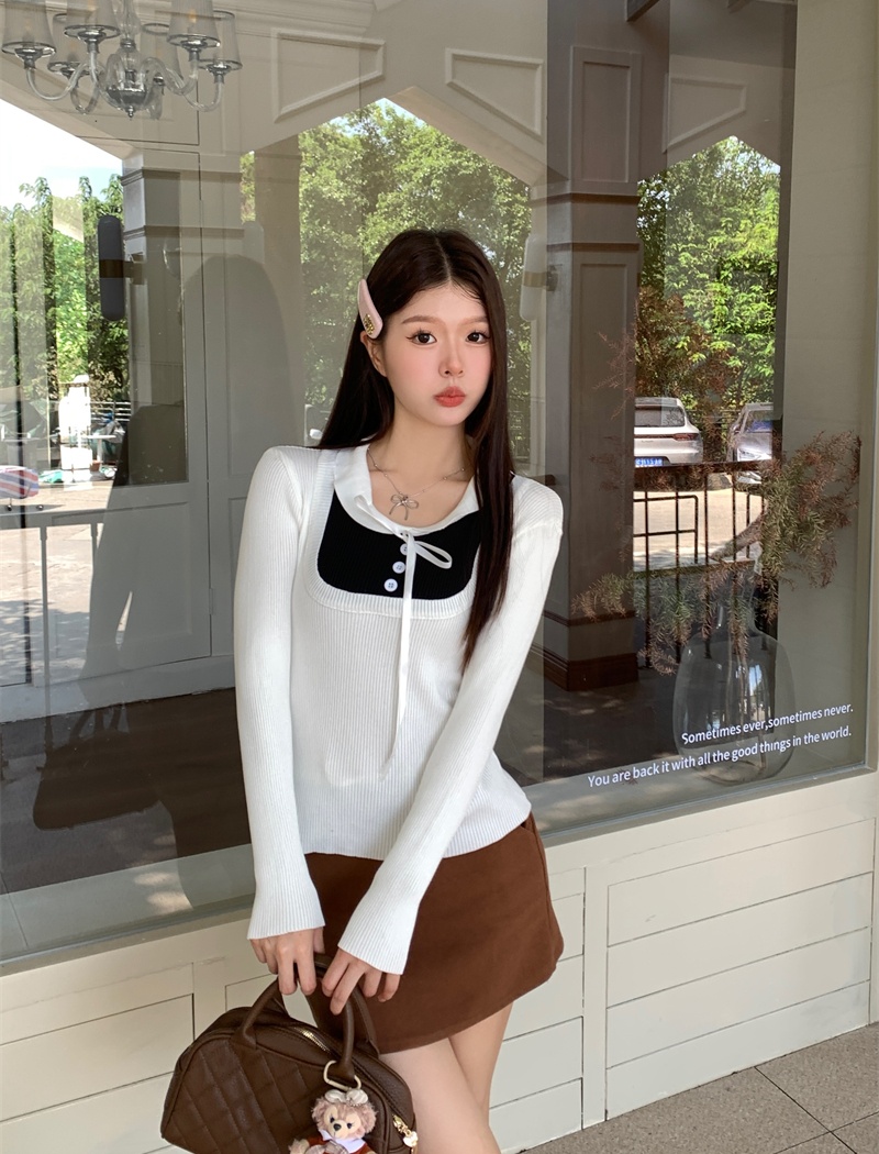 Mixed colors autumn and winter sweater pullover tops