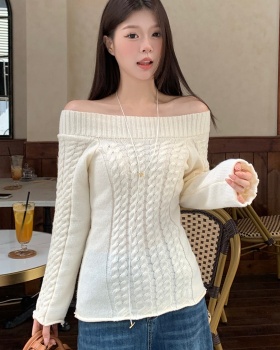 Long sleeve temperament tops slim sweater