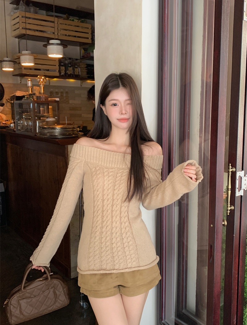 Long sleeve temperament tops slim sweater