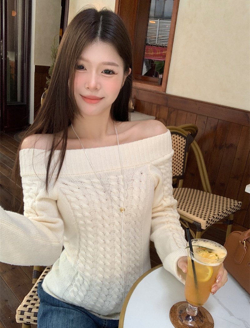 Long sleeve temperament tops slim sweater