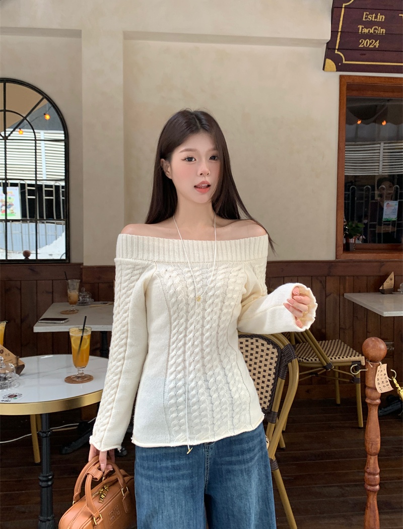 Long sleeve temperament tops slim sweater