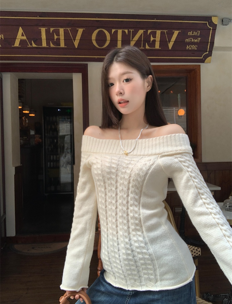 Long sleeve temperament tops slim sweater