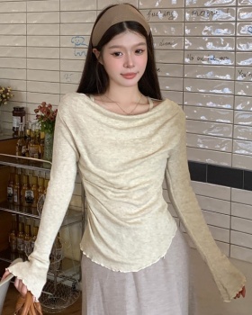 Wood ear strapless sling sweater slim Pseudo-two tops