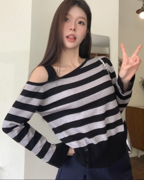 Bottoming strapless sweater autumn stripe tops for women