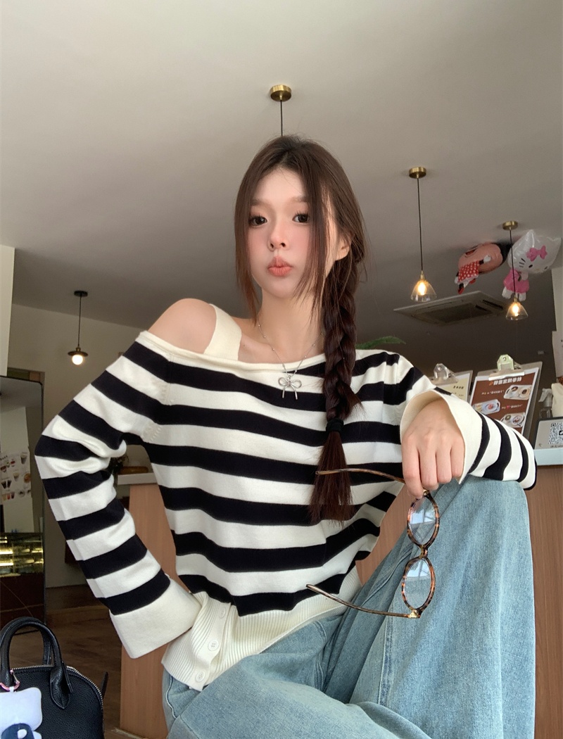 Bottoming strapless sweater autumn stripe tops for women