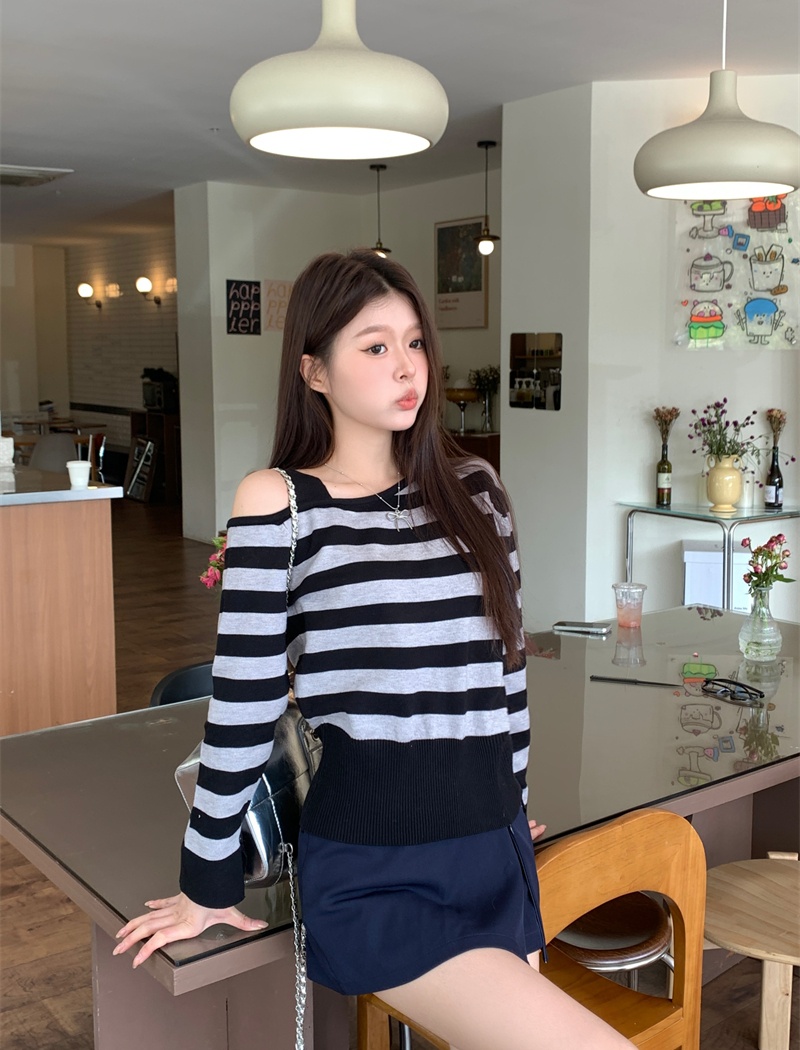 Bottoming strapless sweater autumn stripe tops for women