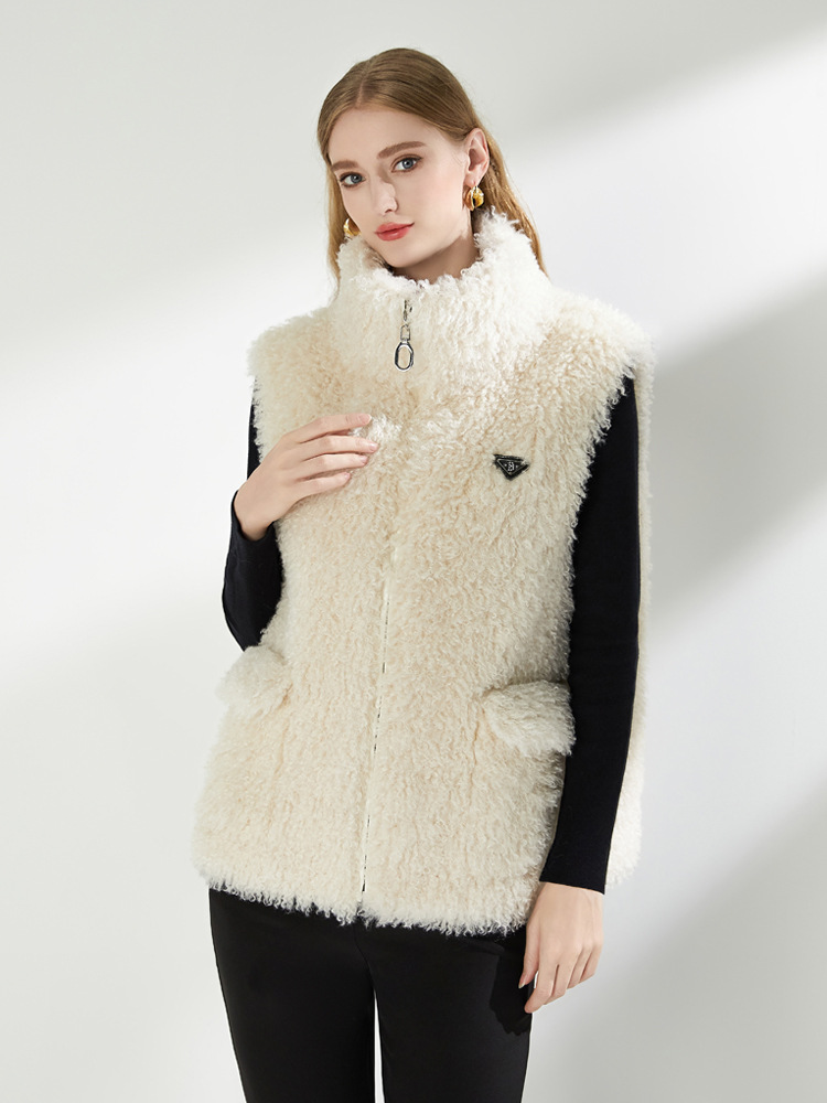 Lamb fur fashion tops winter chanelstyle coat for women