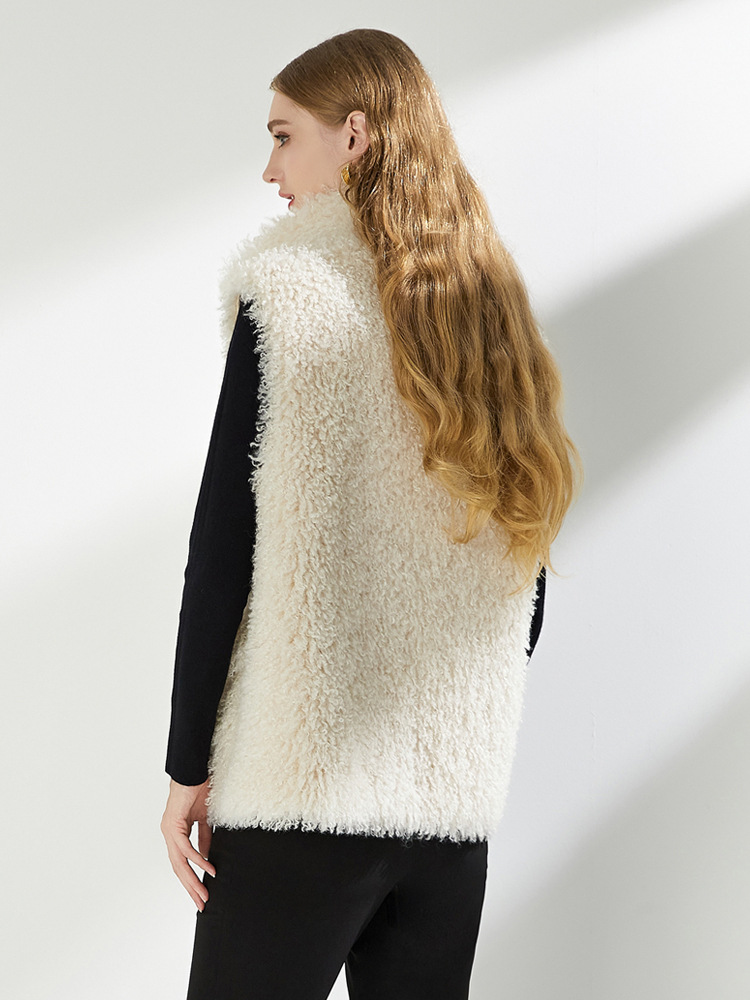 Lamb fur fashion tops winter chanelstyle coat for women