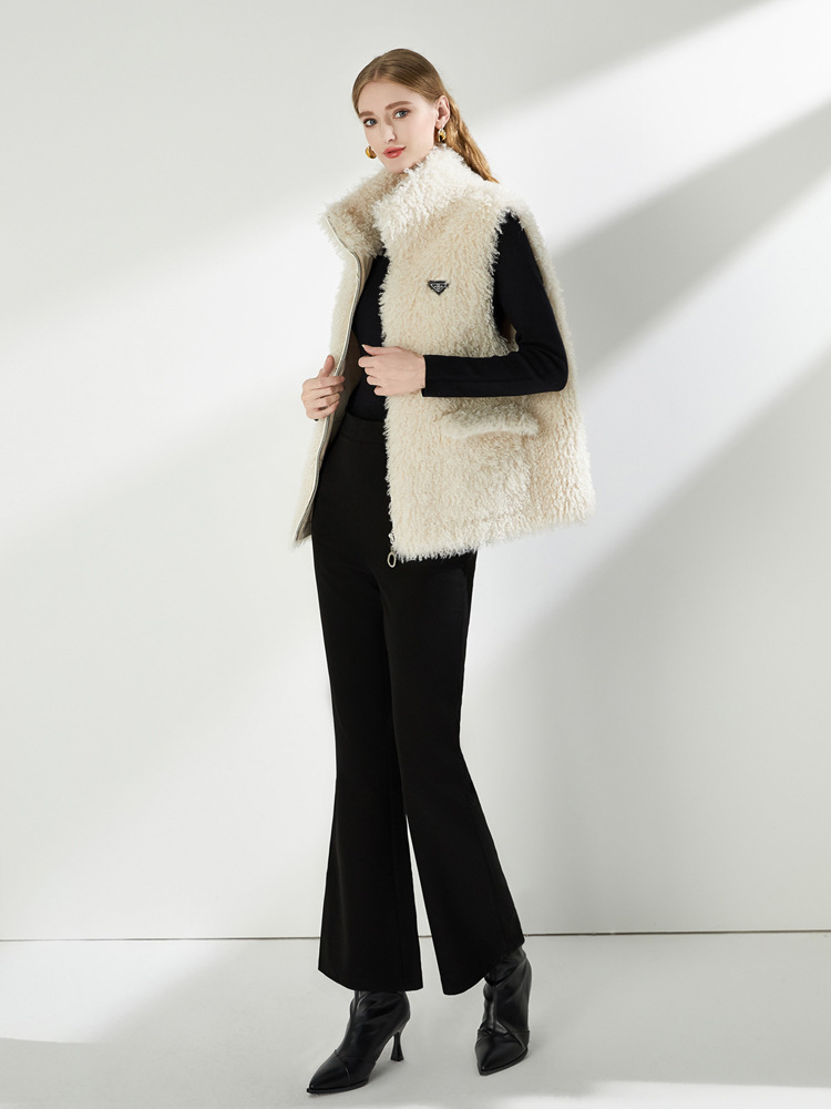 Lamb fur fashion tops winter chanelstyle coat for women