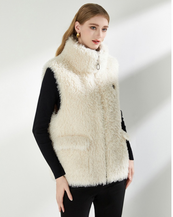 Lamb fur fashion tops winter chanelstyle coat for women