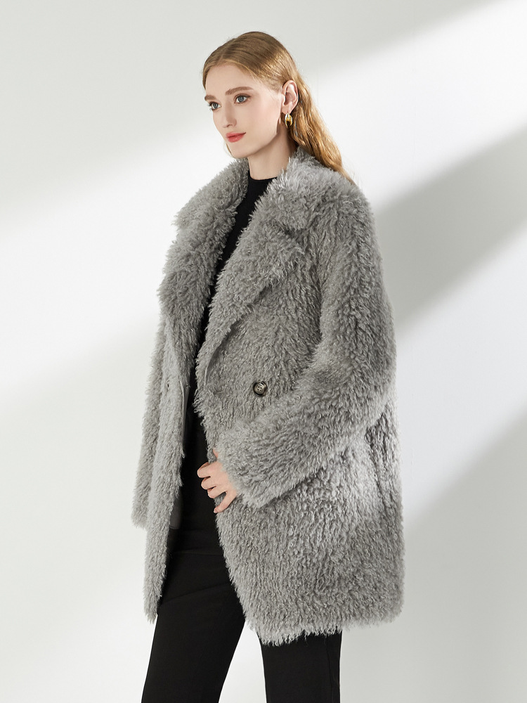 Long lapel overcoat elmo fur coat