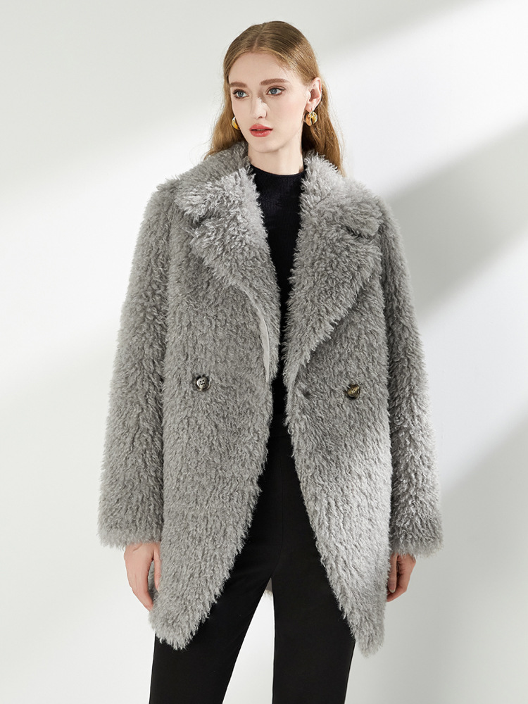 Long lapel overcoat elmo fur coat