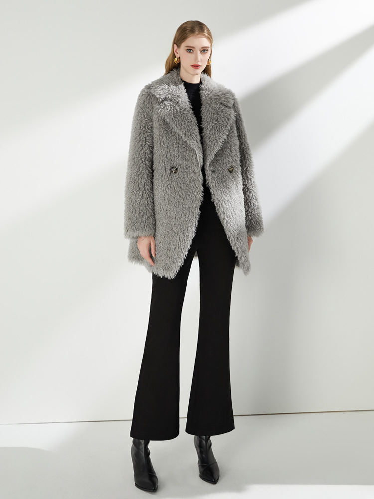 Long lapel overcoat elmo fur coat