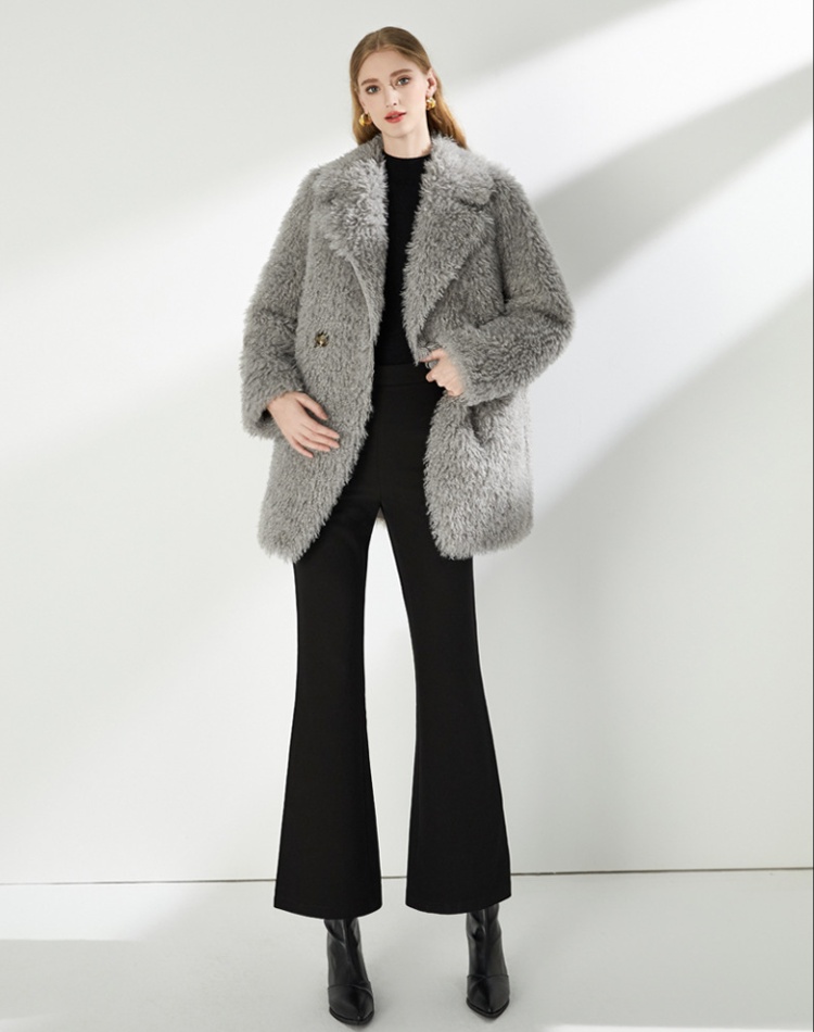 Long lapel overcoat elmo fur coat