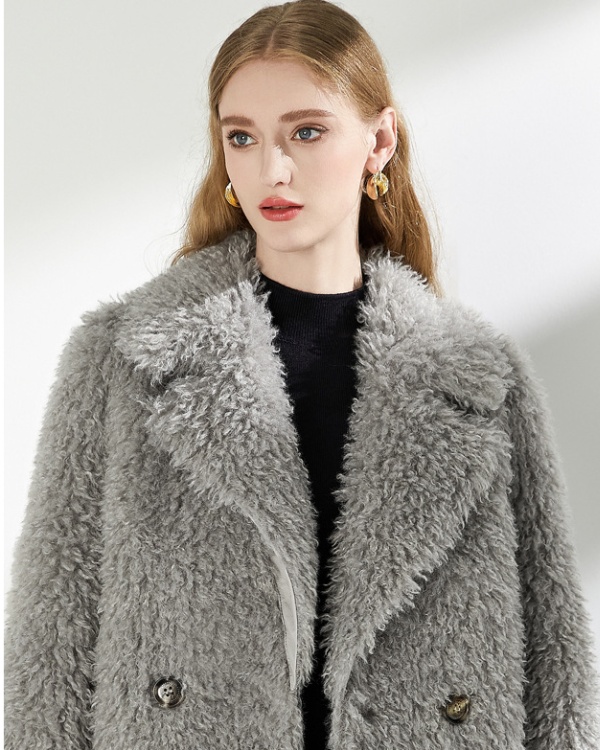 Long lapel overcoat elmo fur coat