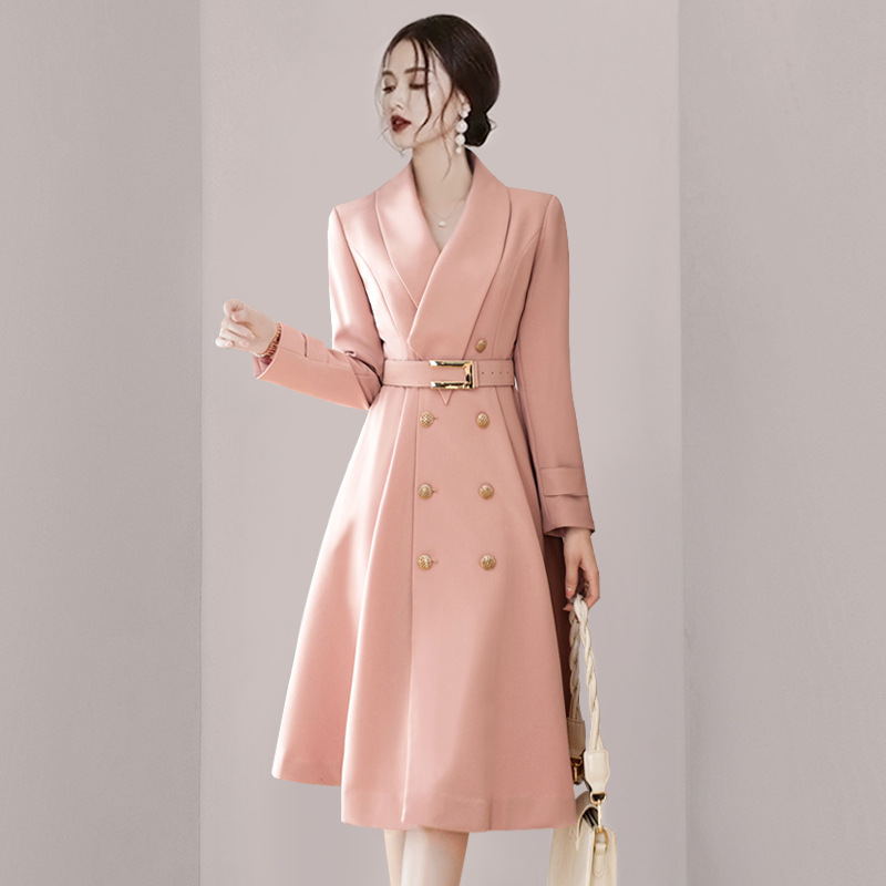 Autumn slim windbreaker pure coat for women