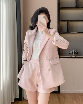 Temperament pink shorts winter business suit 2pcs set