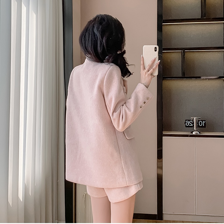 Temperament pink shorts winter business suit 2pcs set