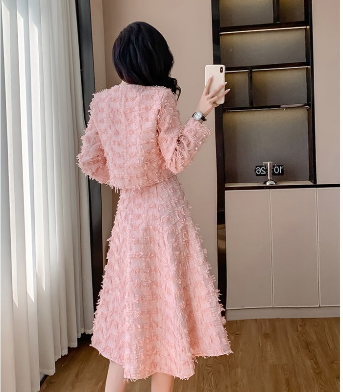 Retro ladies temperament winter fashion skirt 2pcs set