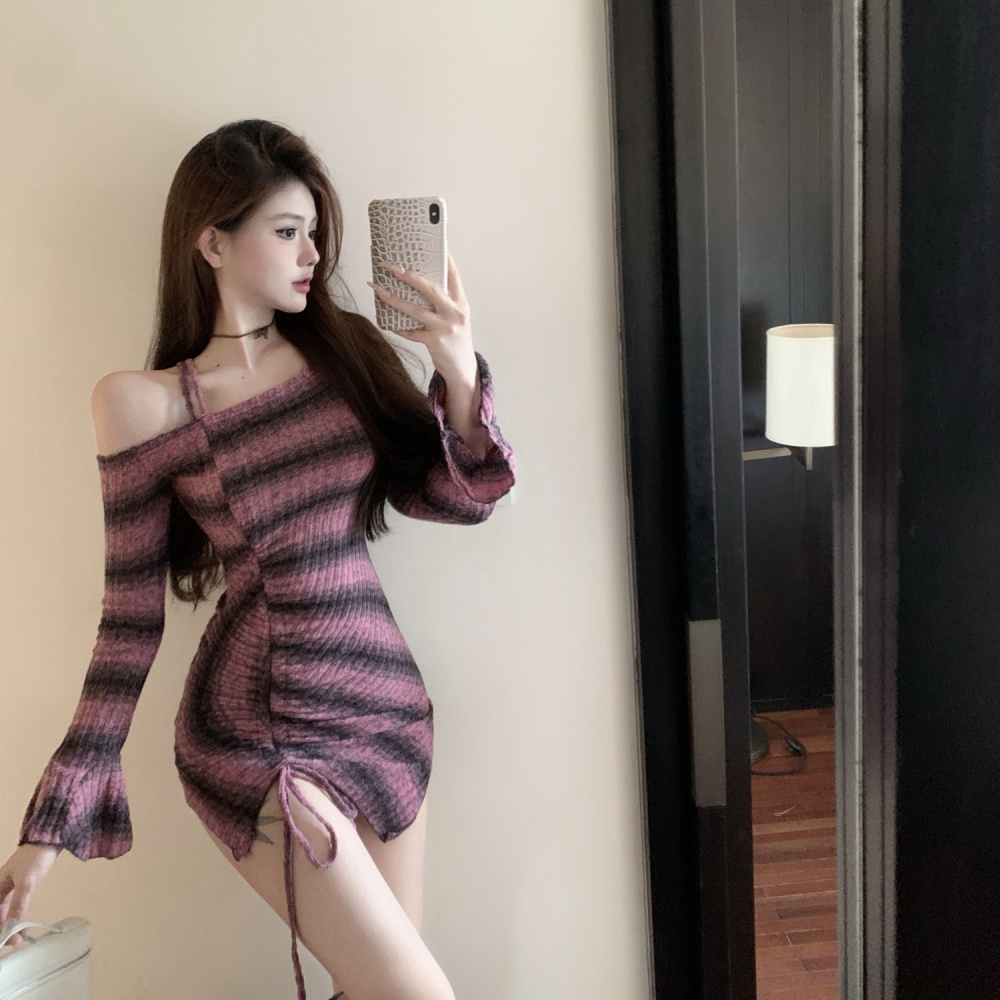 Shoulder spicegirl slim fashion dress for women