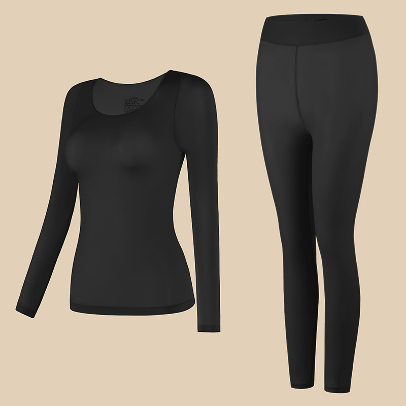 Thermal bottoming shirt long pants 2pcs set for women