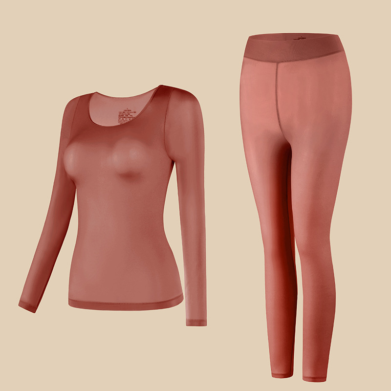 Thermal bottoming shirt long pants 2pcs set for women