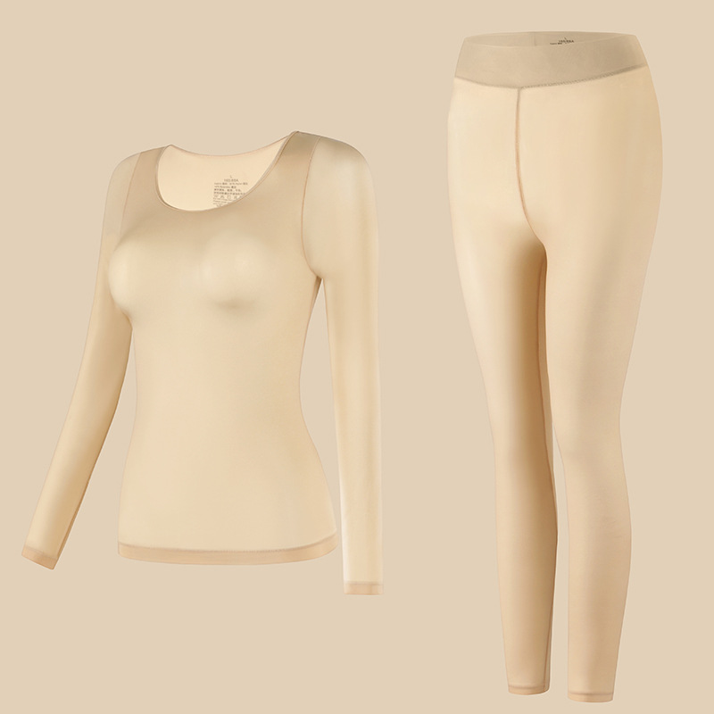 Thermal bottoming shirt long pants 2pcs set for women