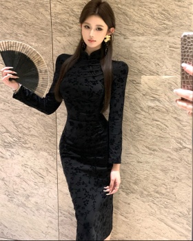 Retro autumn cheongsam slim sexy dress