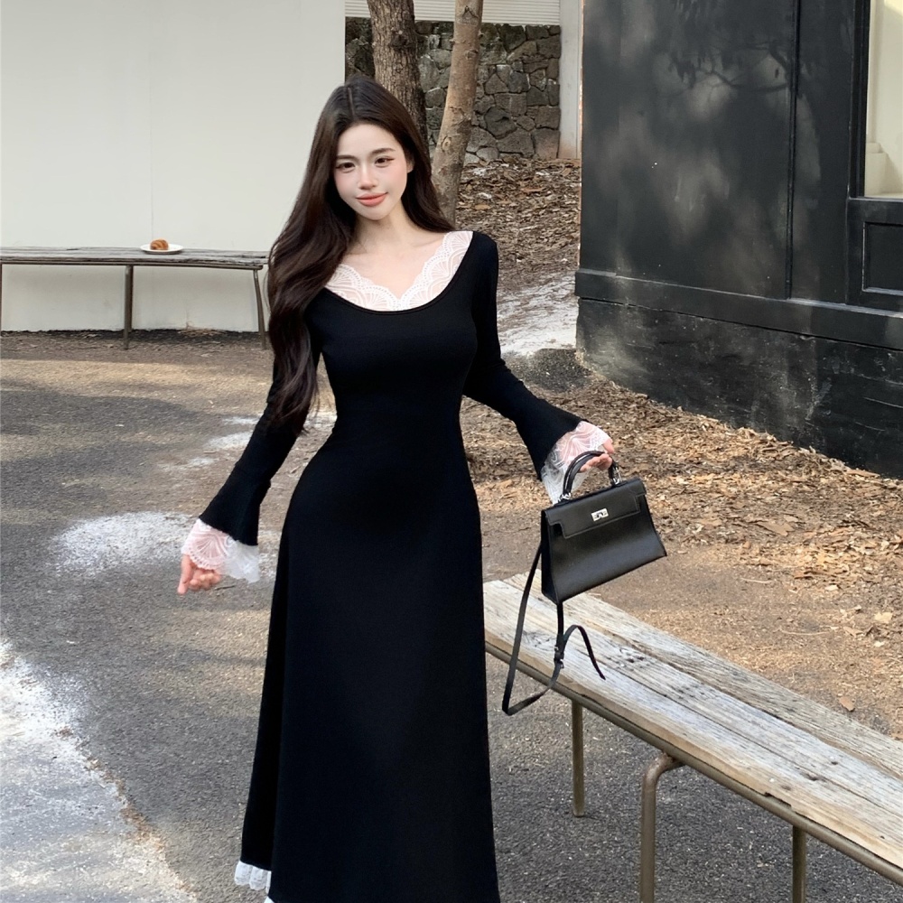 Slim long sleeve dress autumn and winter long dress