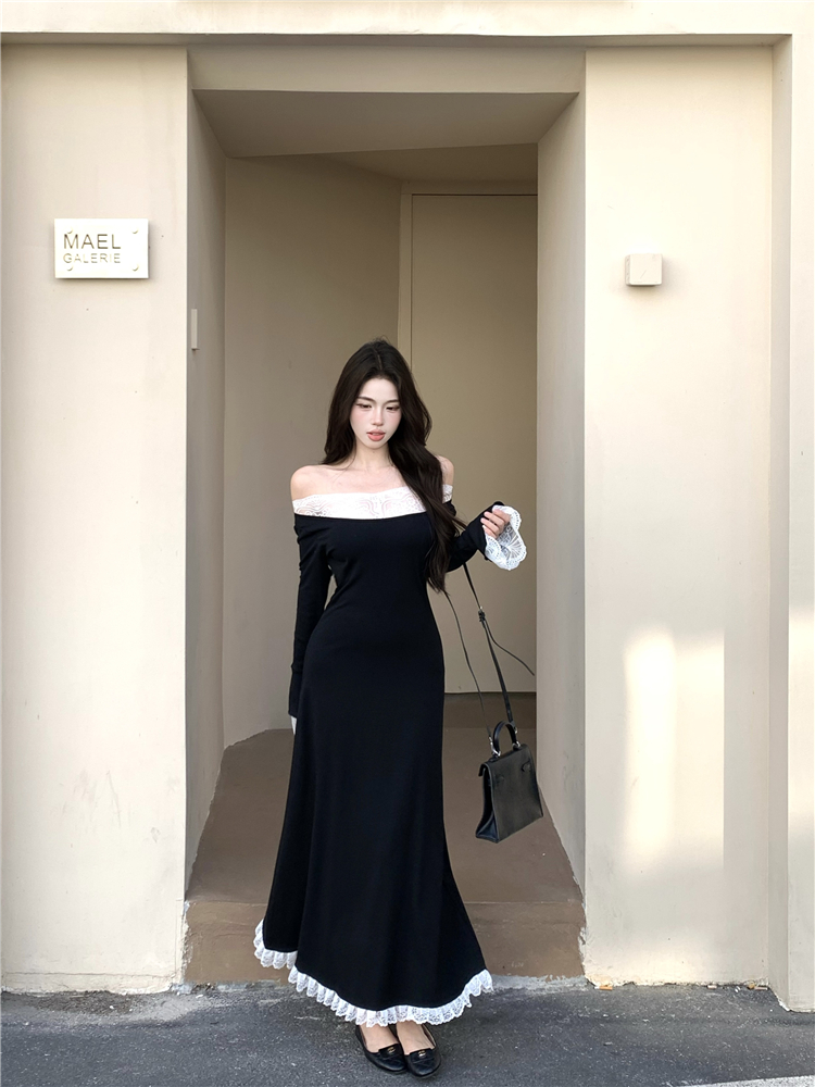 Slim long sleeve dress autumn and winter long dress