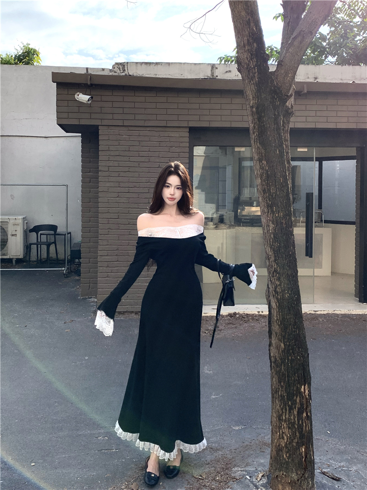 Slim long sleeve dress autumn and winter long dress