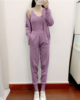 Knitted pants cardigan 3pcs set for women