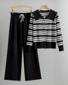 Knitted sweater wide leg pants 2pcs set for women