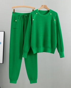 European style pants Western style sweater 2pcs set