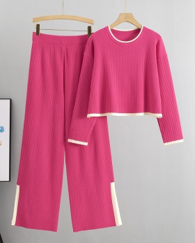 Knitted wide leg pants sweater 2pcs set for women