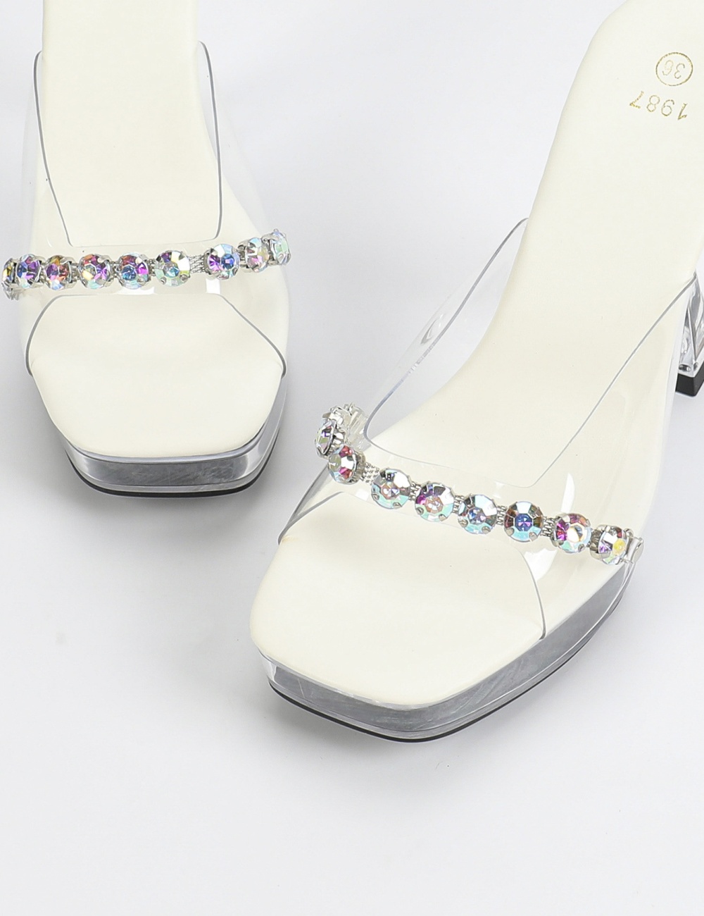 Crystal model nightclub antiskid transparent sandals