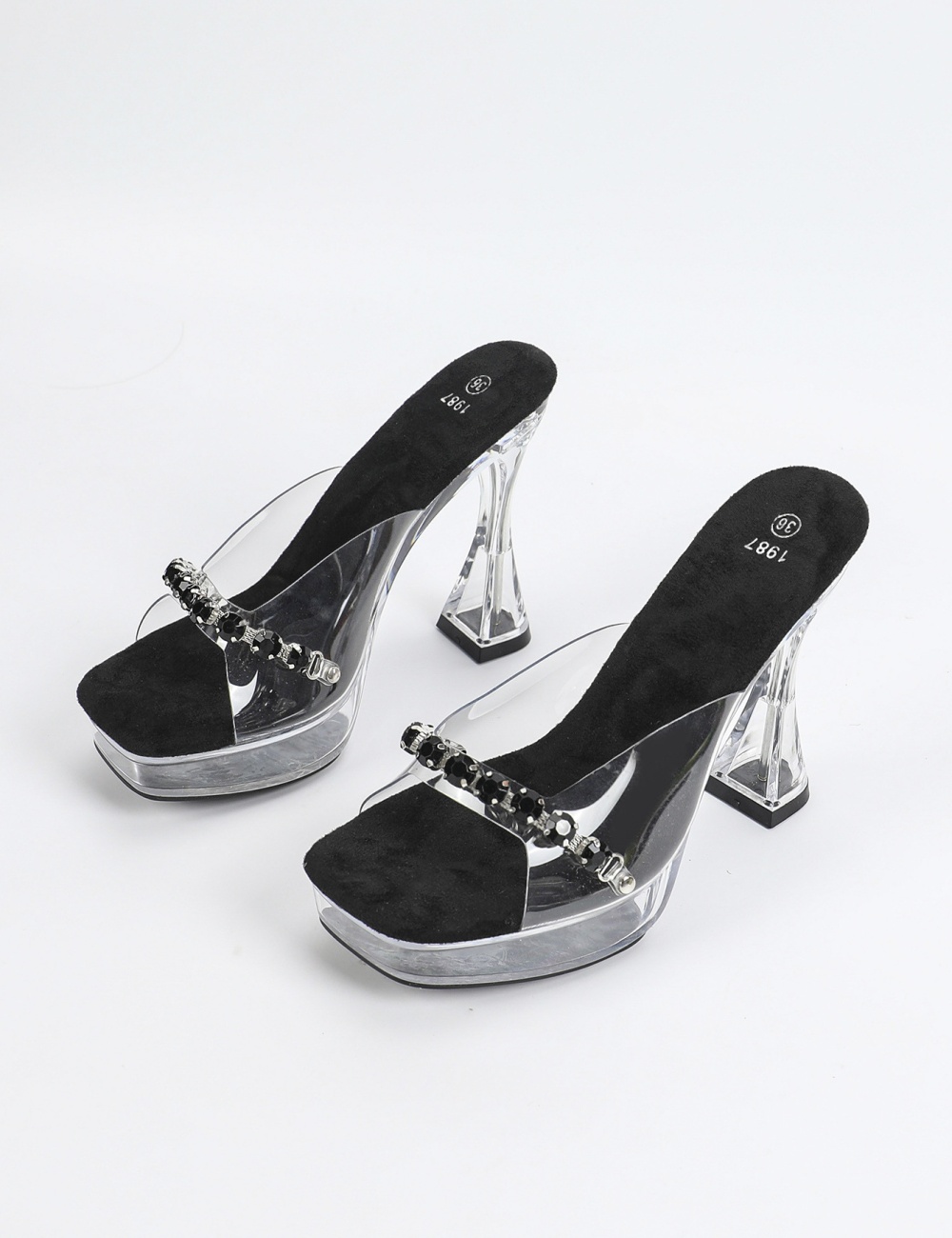 Crystal model nightclub antiskid transparent sandals