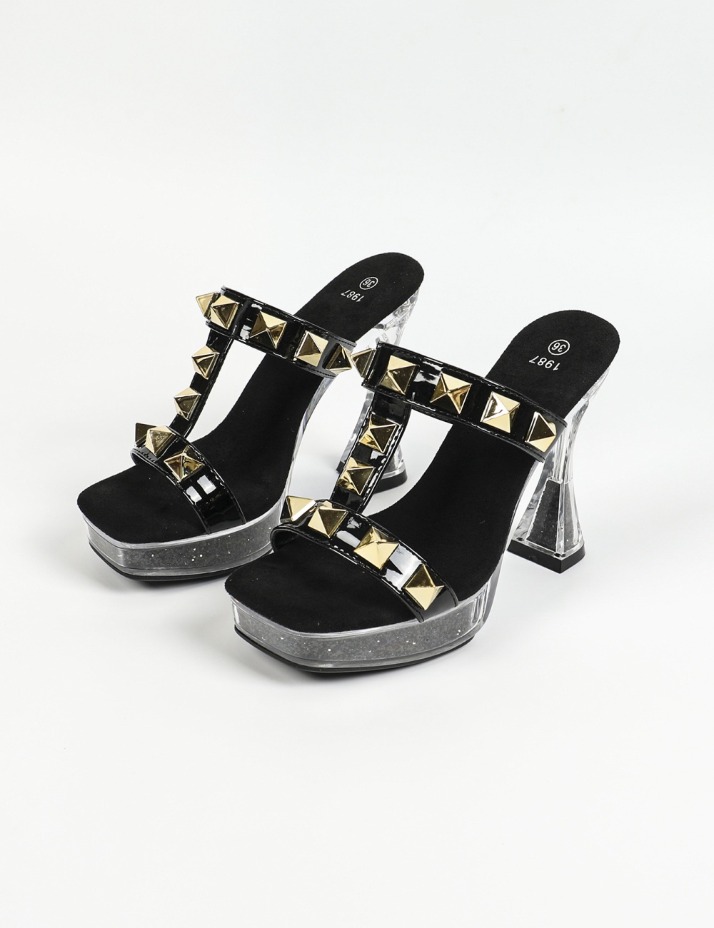 Model nightclub transparent rhinestone sandals