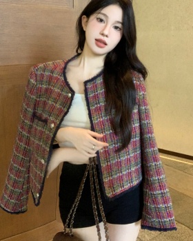 Short France style refinement coarse flower weave coat