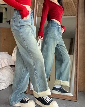 Straight pants jeans plus velvet pants for women