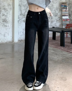 Black jeans high waist long pants for women